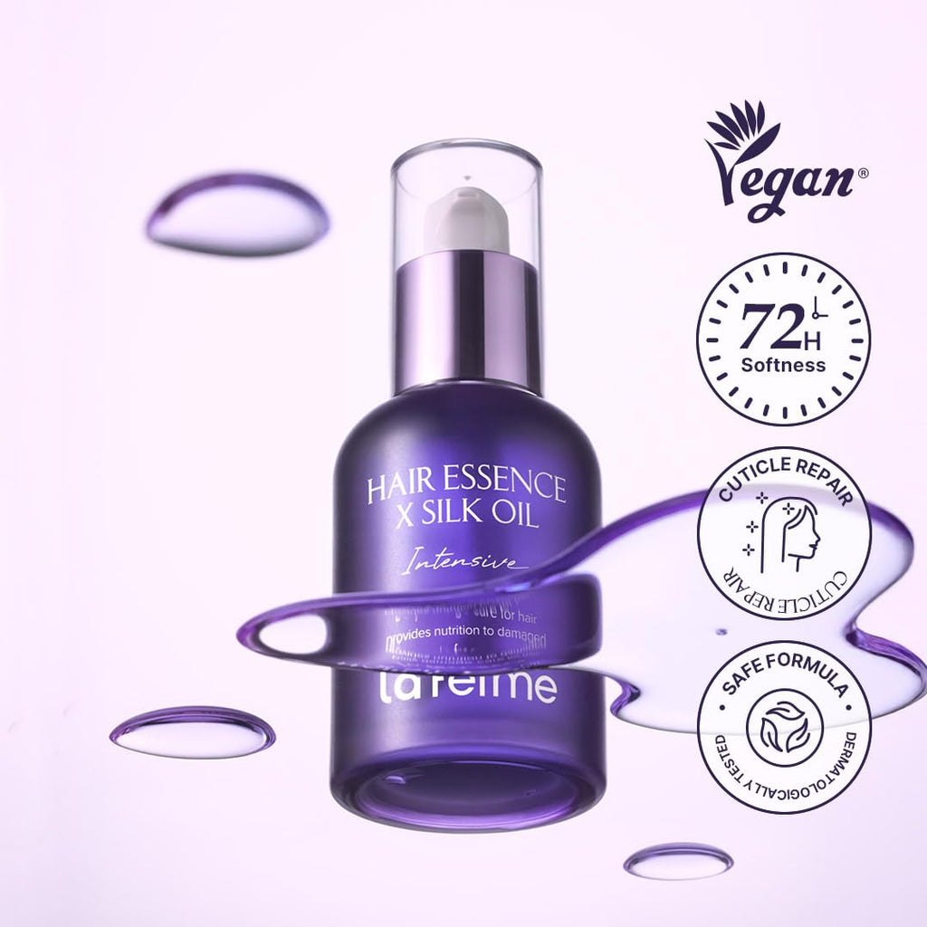 laferme Hair Essence X Silk Oil | Lightweight Non-Sticky Oil for Damaged Hair Frizz Control Treatment Shine & Smoothness for Curly & Dry Hair Orchid Floral Scent 1.85 Fl Oz