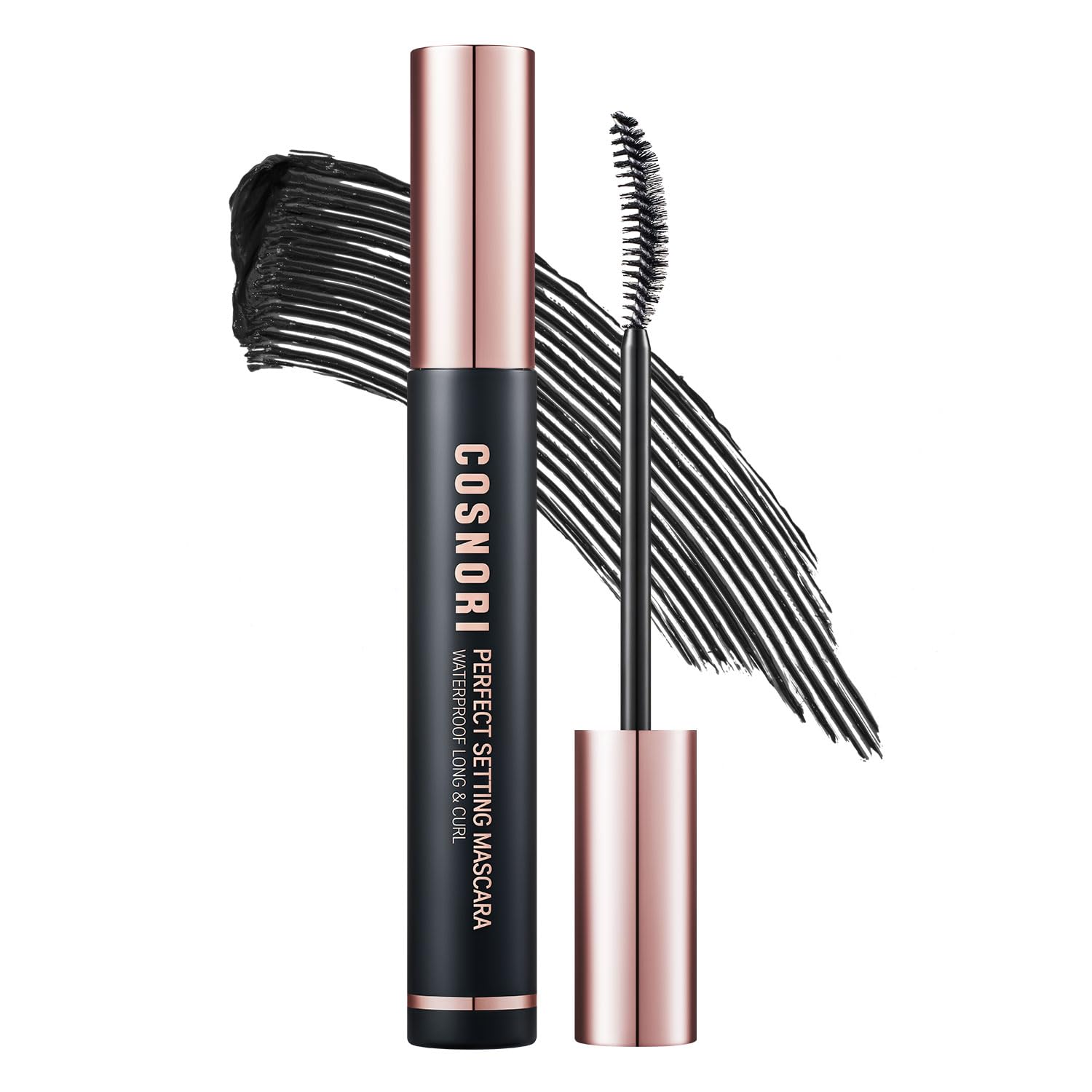 COSNORI Perfect Setting Waterproof Mascara Long&Curl 02 Cozy Brown – Natural Defined Lashes with Long-Lasting Curl Hold, Brown Mascara, Soft Definition for Blue & Green Eyes, 0.23fl oz