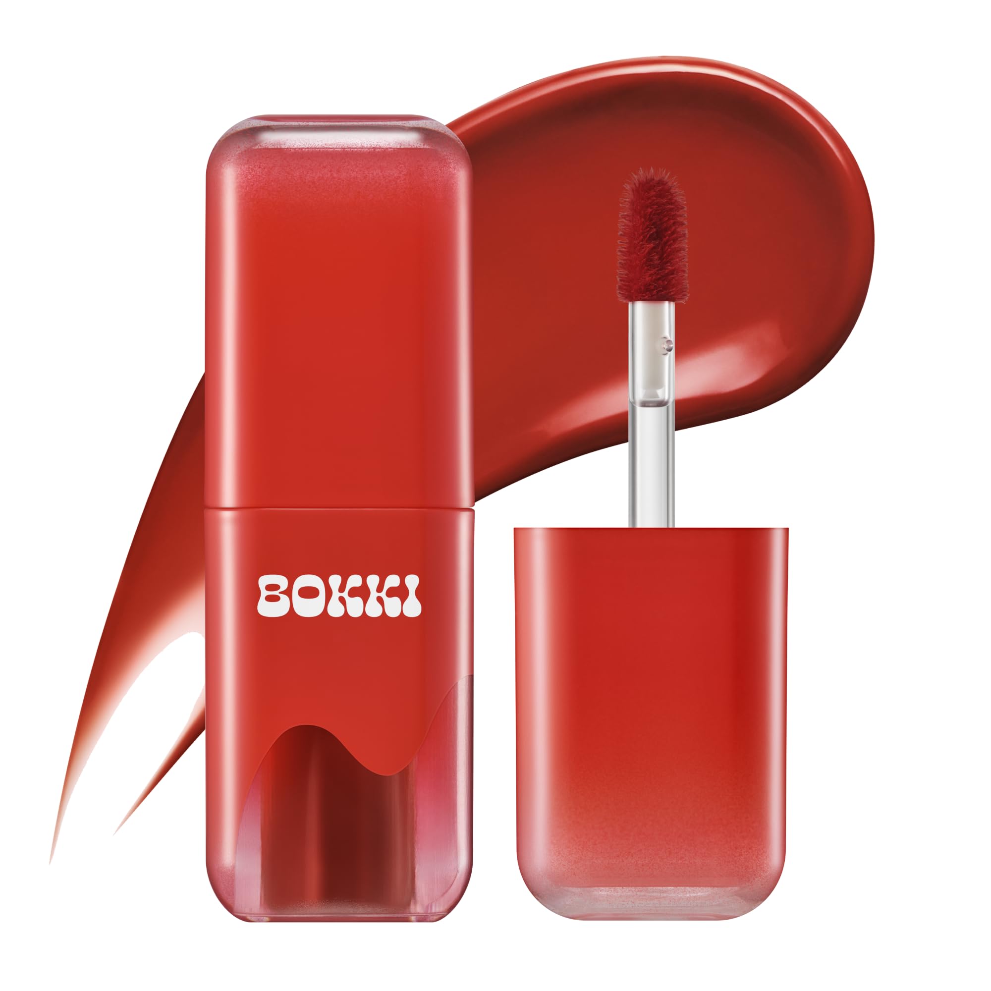 BLACK ROUGE Glow Bokki Tint, GB01 Pepper Red – Korean Lip Tint Inspired by Tteokbokki, Non-Sticky Long-Lasting Lip Stain with Glossy Finish, Cute Stickers – Original Red, Rose, Soy